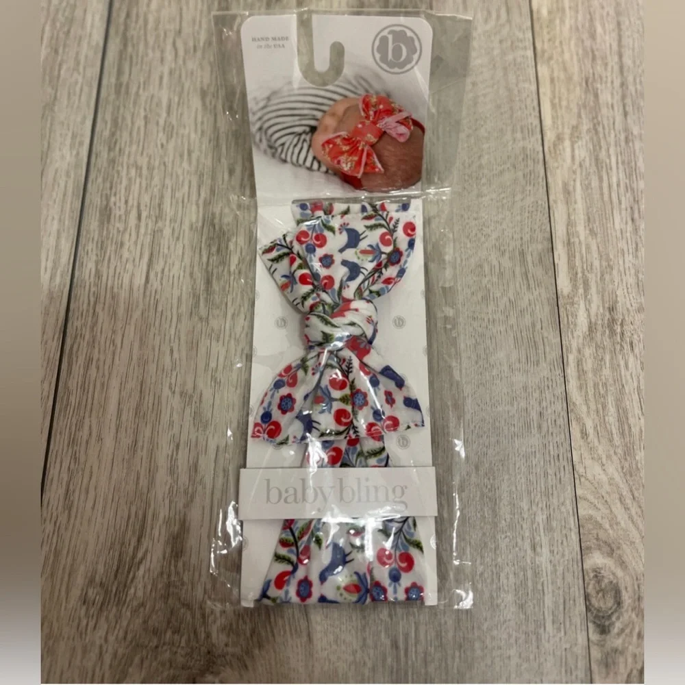 Baby Bling Blue Bird Knot Bow NWT